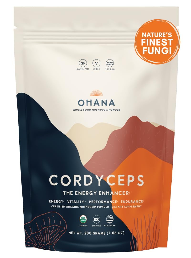 Ohana Mushrooms Cordyceps Organic Mushroom Powder Blend, Powder, 7.05 oz Pack of 1