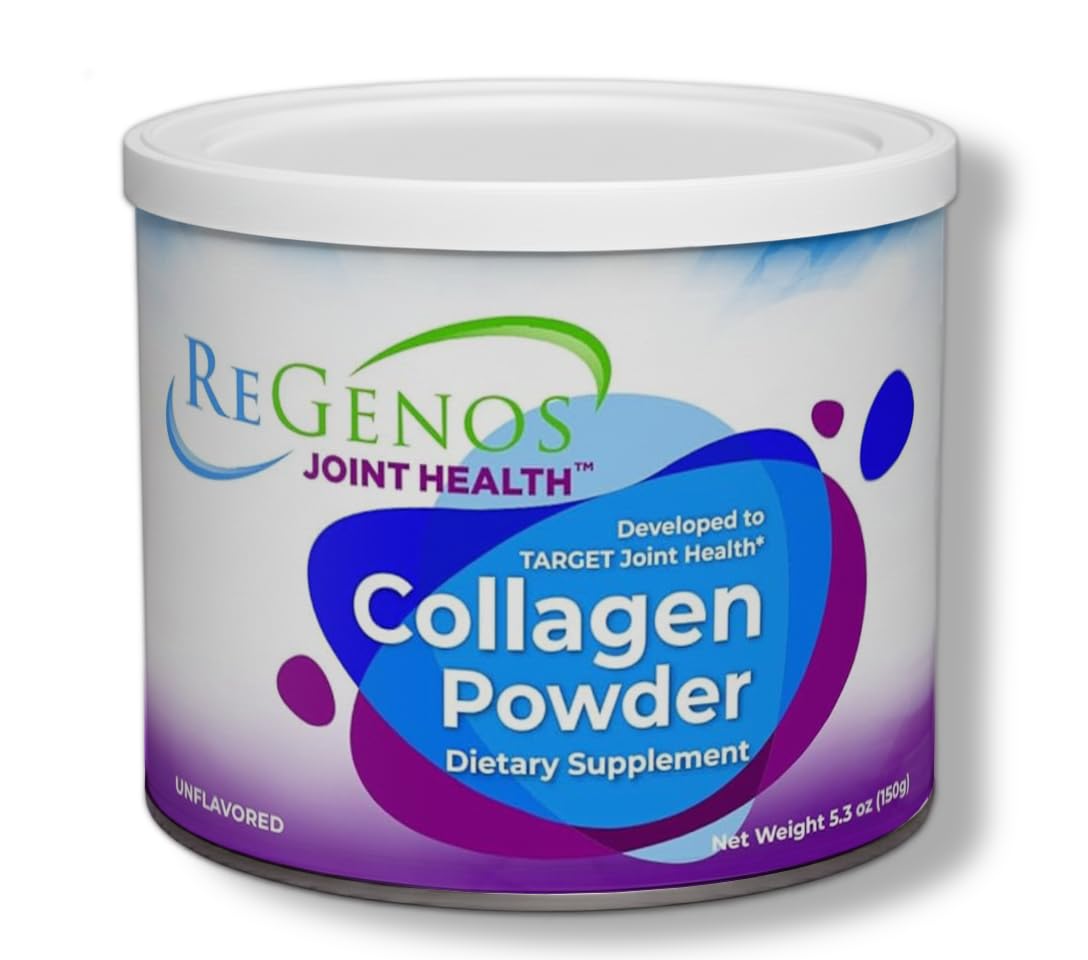 ReGenos Joint Health Collagen Peptides Powder Supplement, Hydrolyzed Collagen, Unflavored Collagen, Protein, Gluten Free, Kosher, 5.29 oz