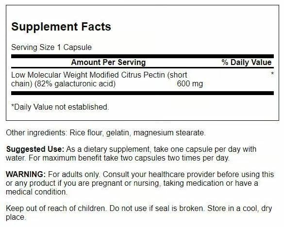 Swanson PectiPure Modified Citrus Pectin Cellular and Digestive Health Supplement - 82% Galacturonic Acid, 120 Capsules