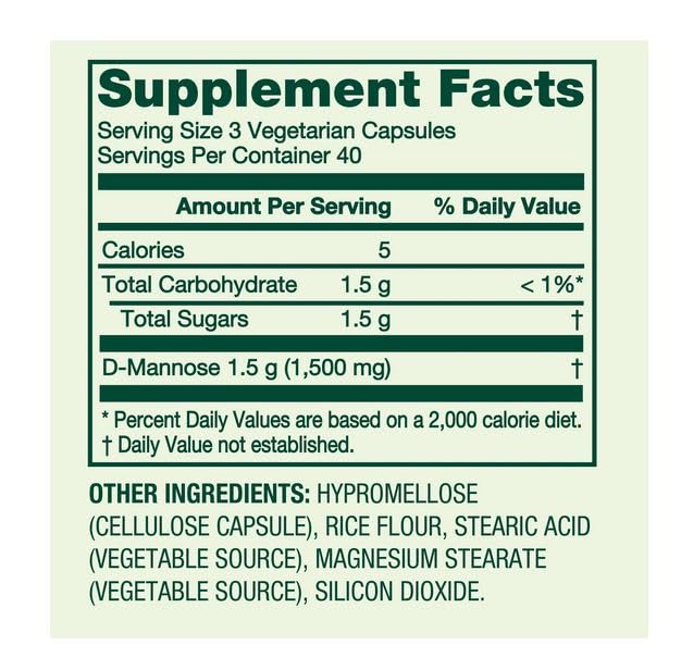 H4U D-Mannose Urinary Tract Support Dietary Supplement Capsules, 120