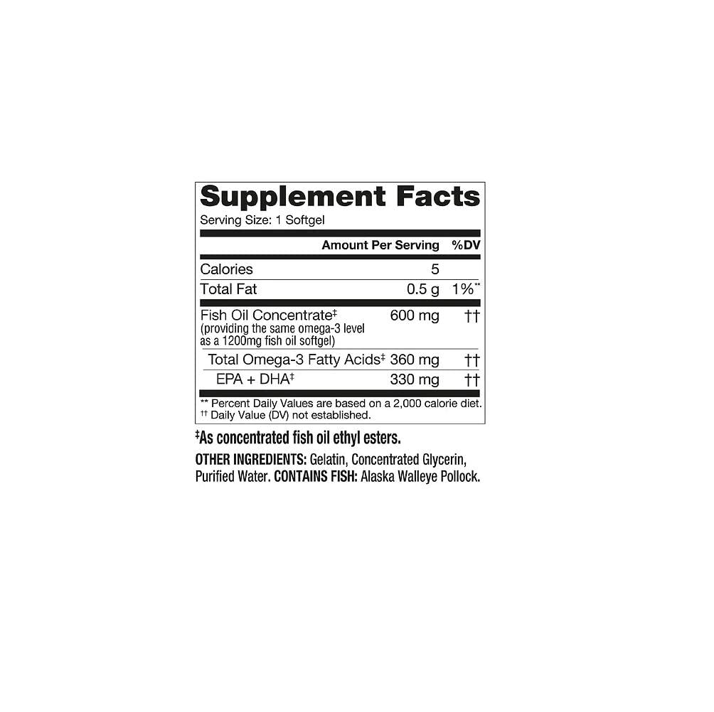 Finest Nutrition Half-the-Size Fish Oil 1200 mg Softgel, 200