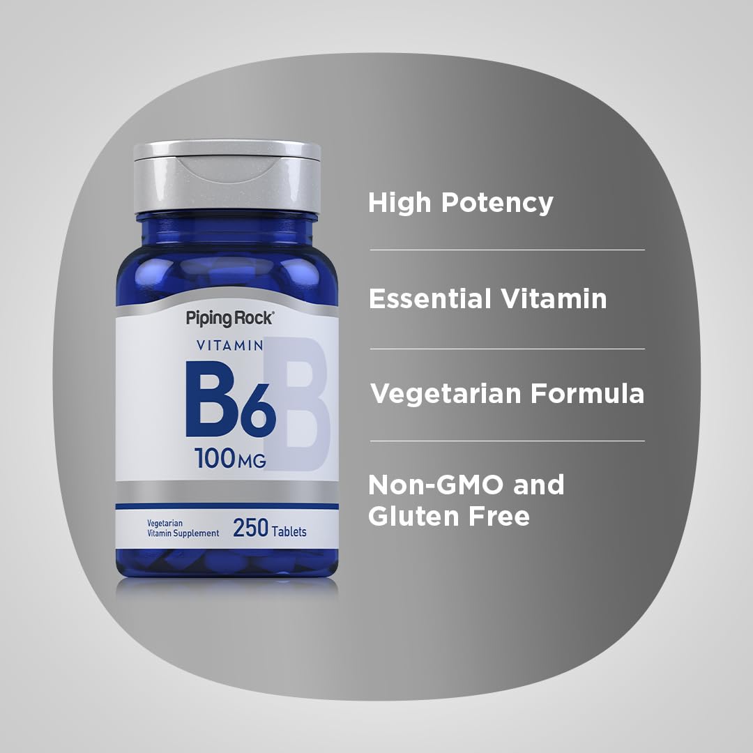 Piping Rock Vitamin B6 100mg Tablets, 250 Count