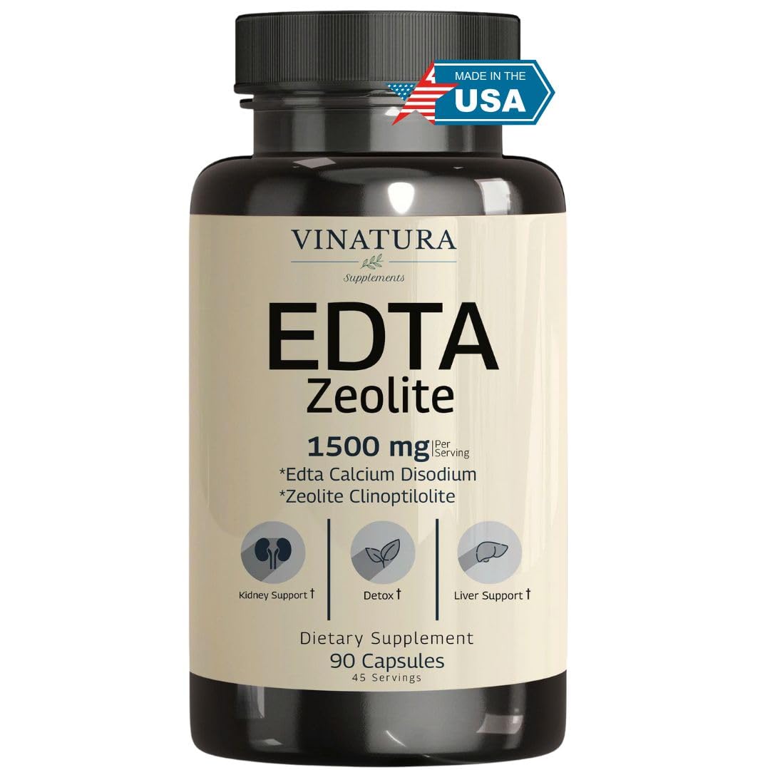 VINATURA EDTA Capsules 1500mg per Serving, Liver Support with Calcium Disodium EDTA & Kale Extract, 90 Capsules