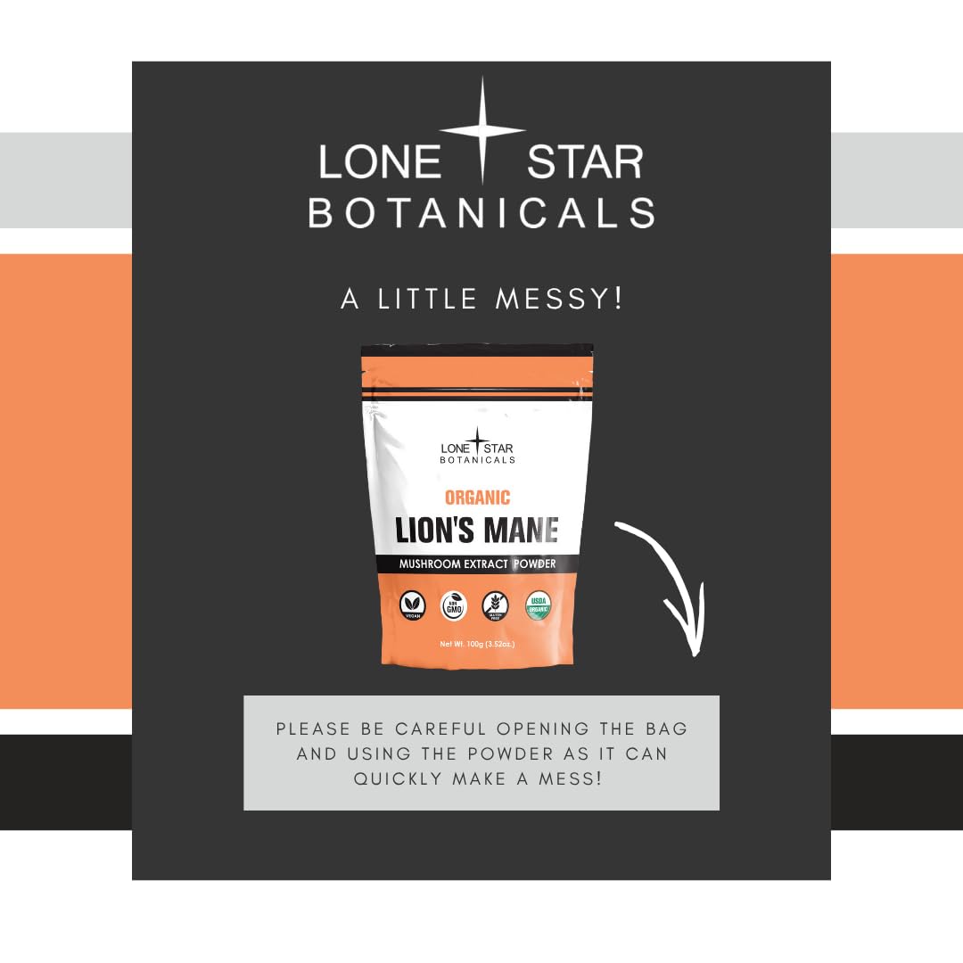 Lone Star Botanicals Lion’s Mane Mushroom Extract Powder, 3.7 Ounce