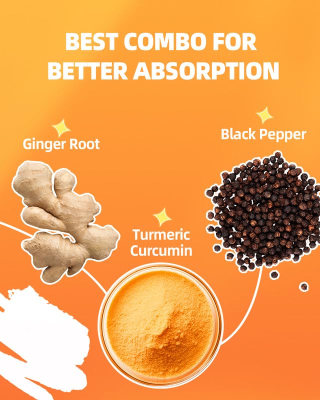 ORGMO Turmeric Curcumin Gummies with Black Pepper, 120 Gummies