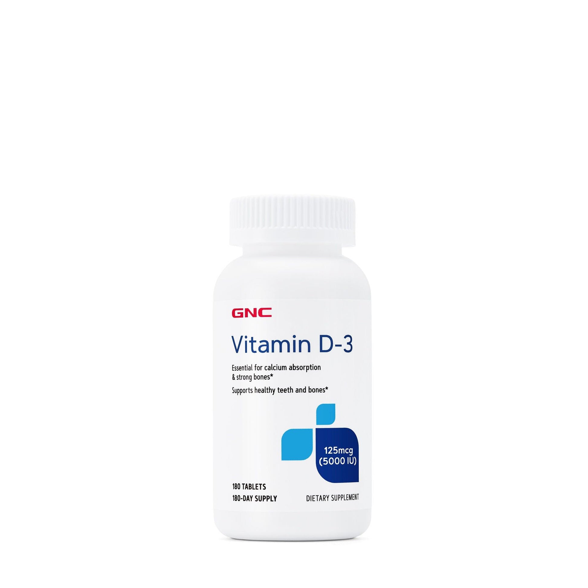 GNC Vitamin D3 125mcg Supplement, 5000 IU, 180 Tablets