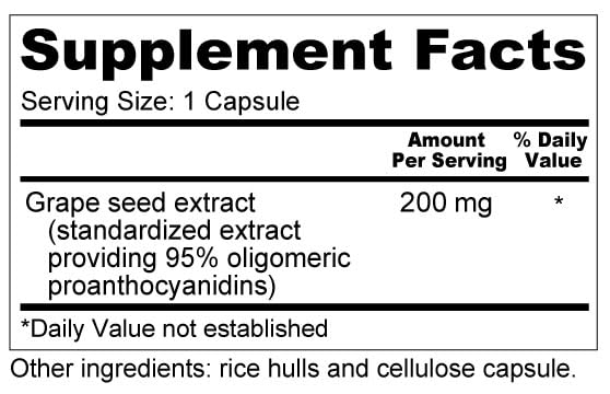 Wellness Resources Grape Seed Extract Supplement Capsules, 100 Capsules