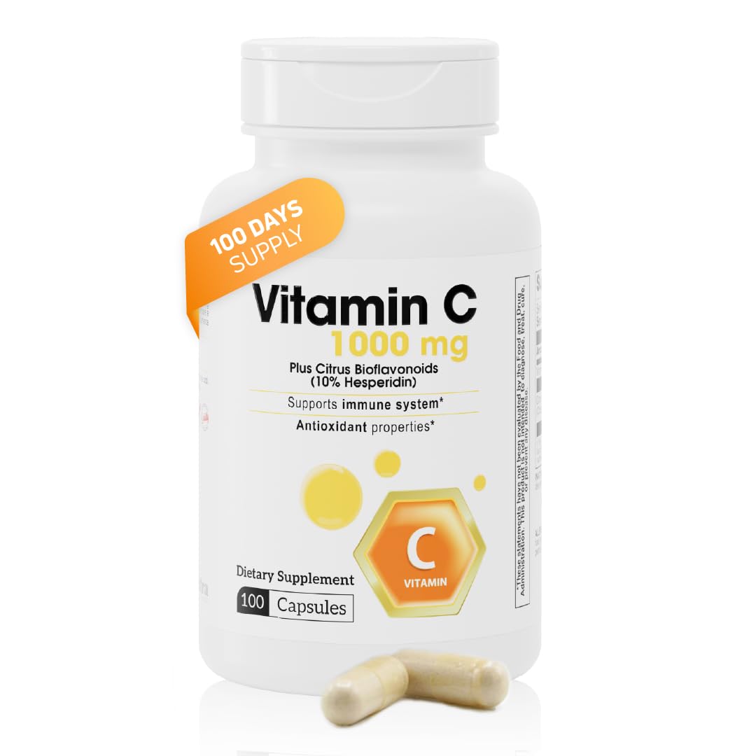 Nutra Nutrition Vitamin C 1000 mg Capsules, 100-Count, with Citrus Flavonoids and 10% Hesperidin