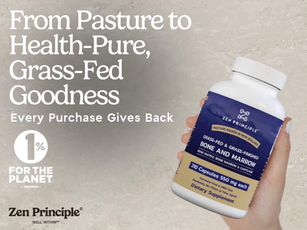 Zen Principle Grass Fed Beef Bone Marrow Supplement Capsules 210 Count