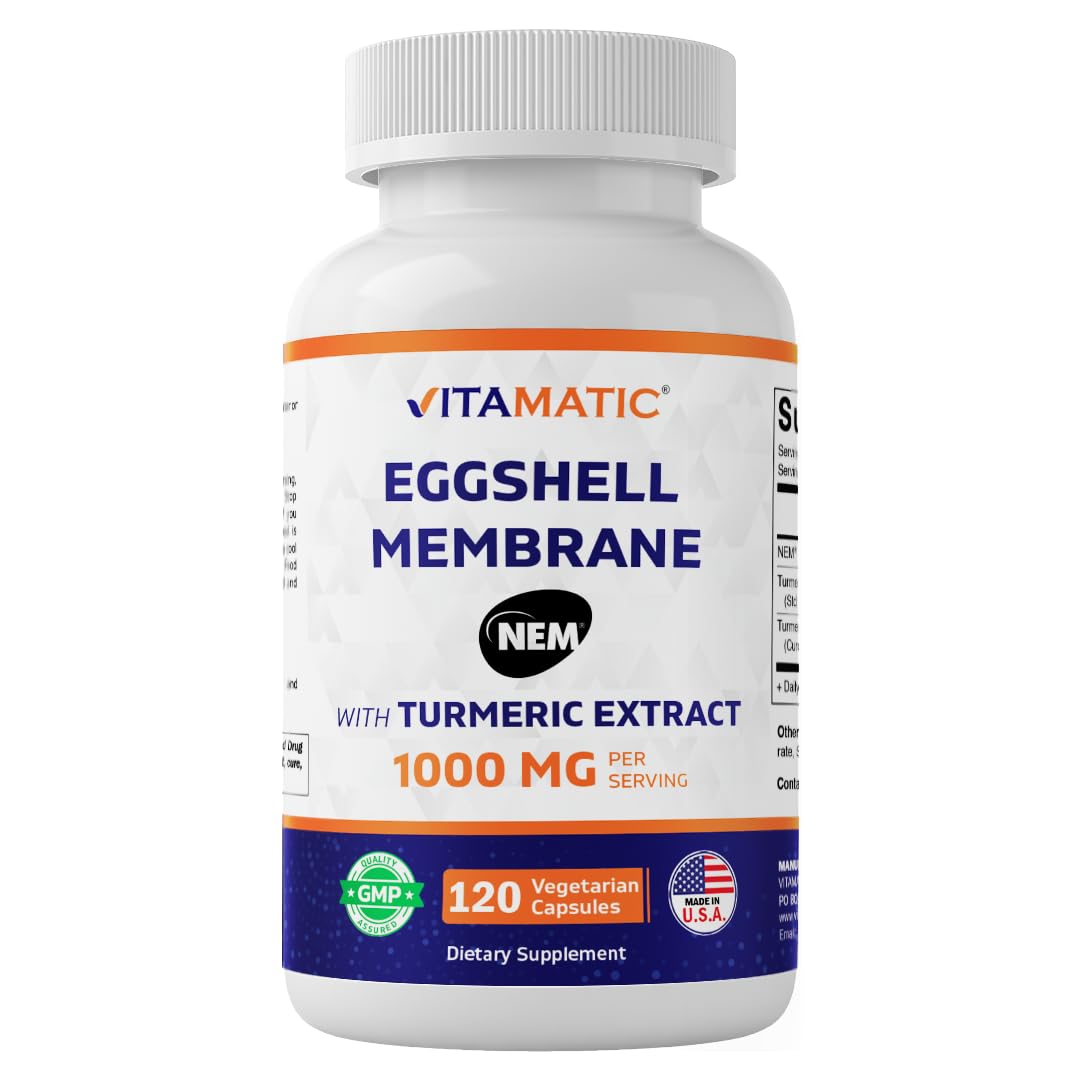 Vitamatic Eggshell Membrane (NEM) with Turmeric Extract 1000 mg Capsules, 120 Count