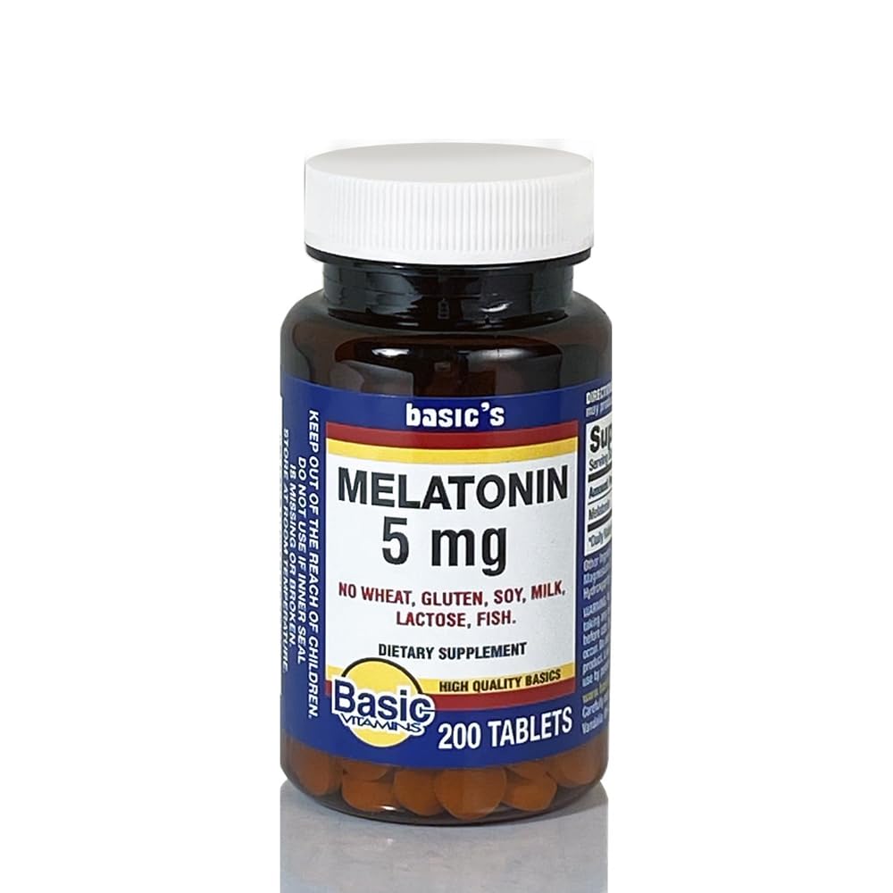 BASIC VITAMINS Melatonin 5 mg Tablets, 200 ct