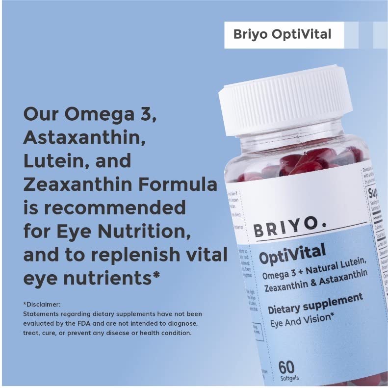 Briyosis OptiVital Eye Health Supplement – Lutein, Zeaxanthin, Astaxanthin & Omega-3 from Natural Sources – Supports Vision, Retinal Health & Eye Strain Relief 60 Capsules