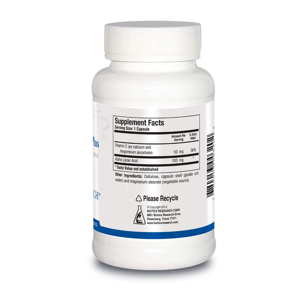 BIOTICS RESEARCH Lipoic Acid Plus Alpha-Lipoic Acid Vitamin C Capsules 90 Count