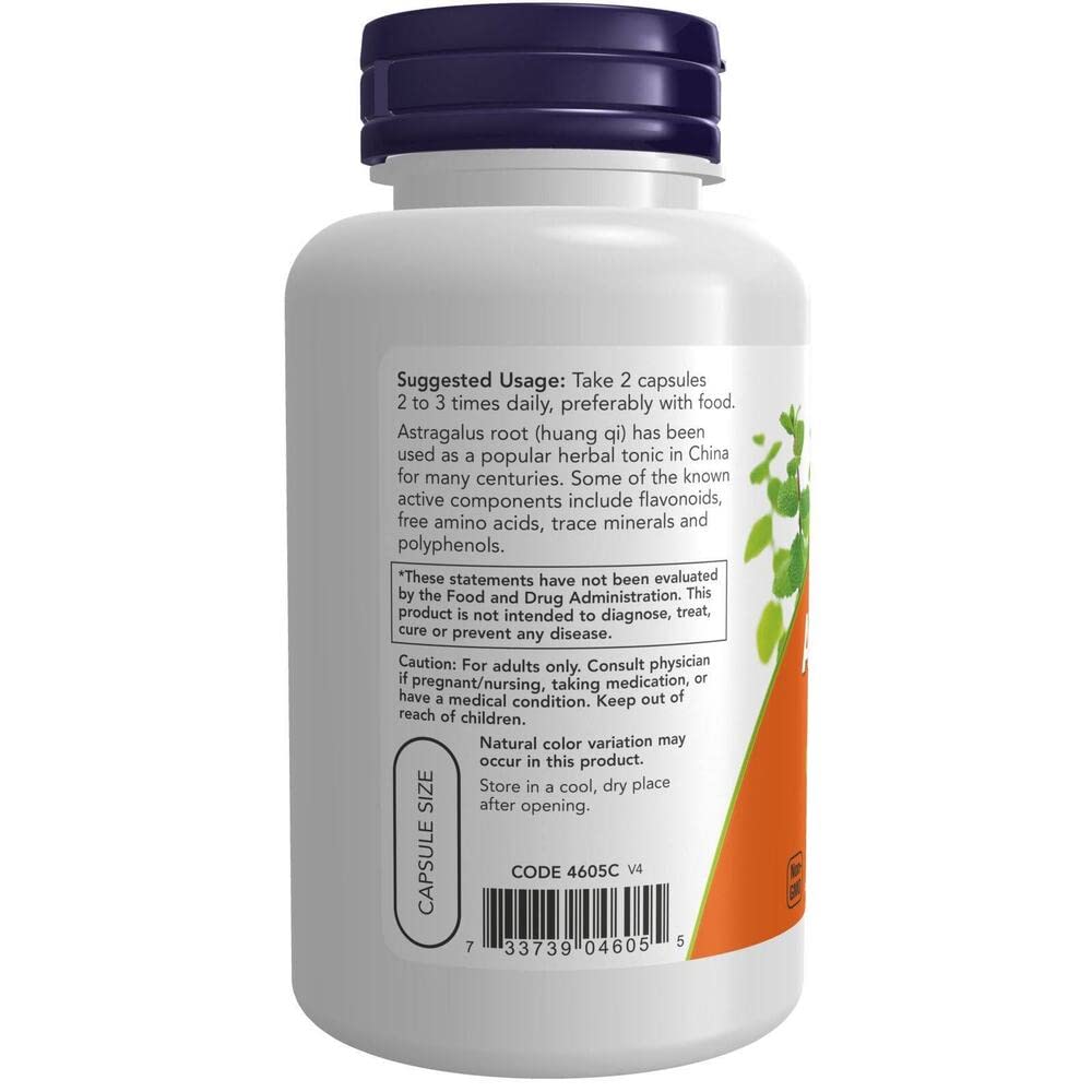 NOW Foods Astragalus 500 mg Capsule, 100 Capsules