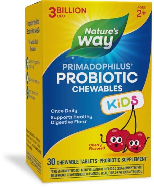 Nature's Way Primadophilus Probiotic Chewables for Kids, Chewable, 30 Count