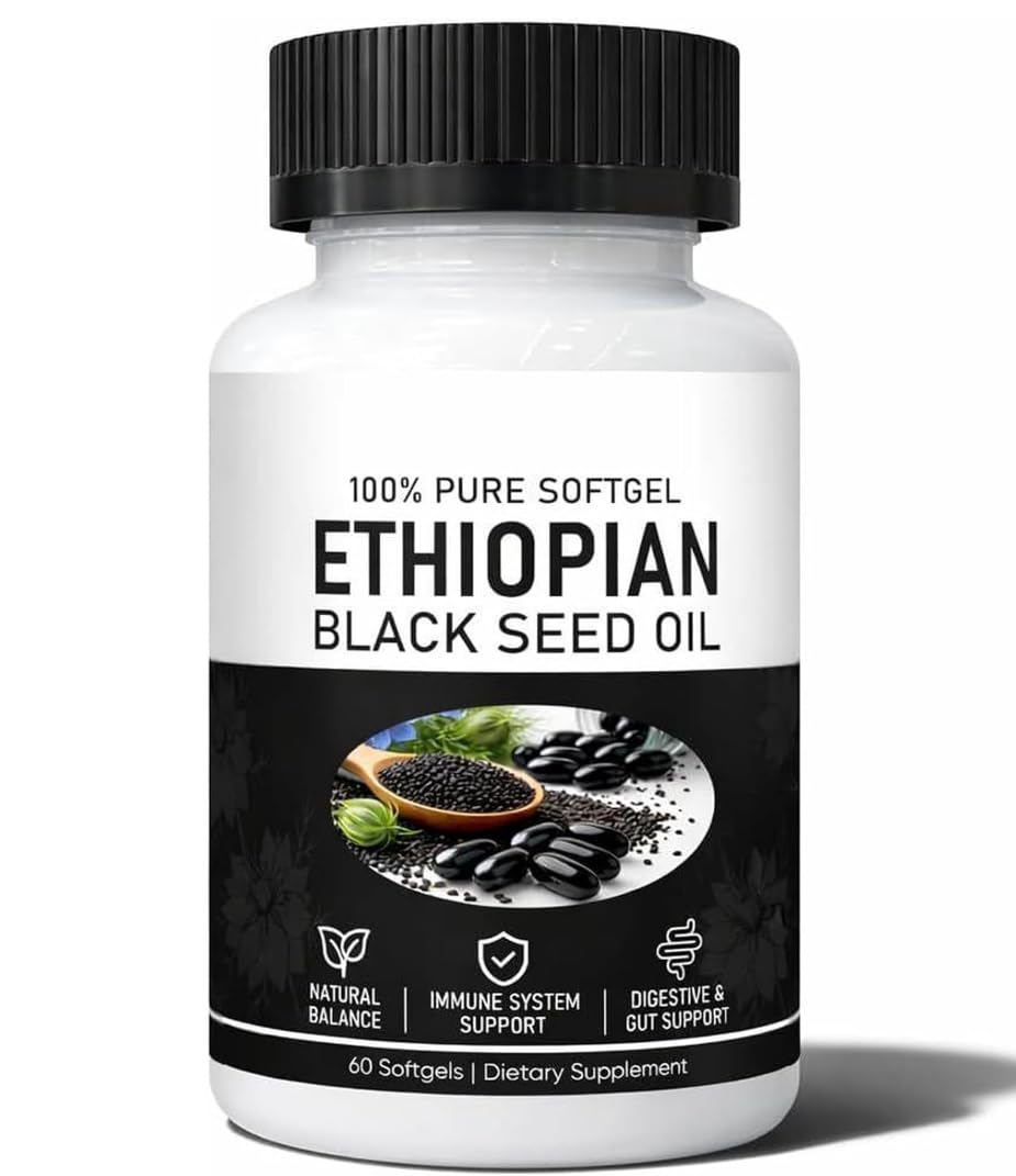 KUZEOLON Ethiopian Black Seed Oil Softgels, Non-GMO Gluten-Free, 60 Count