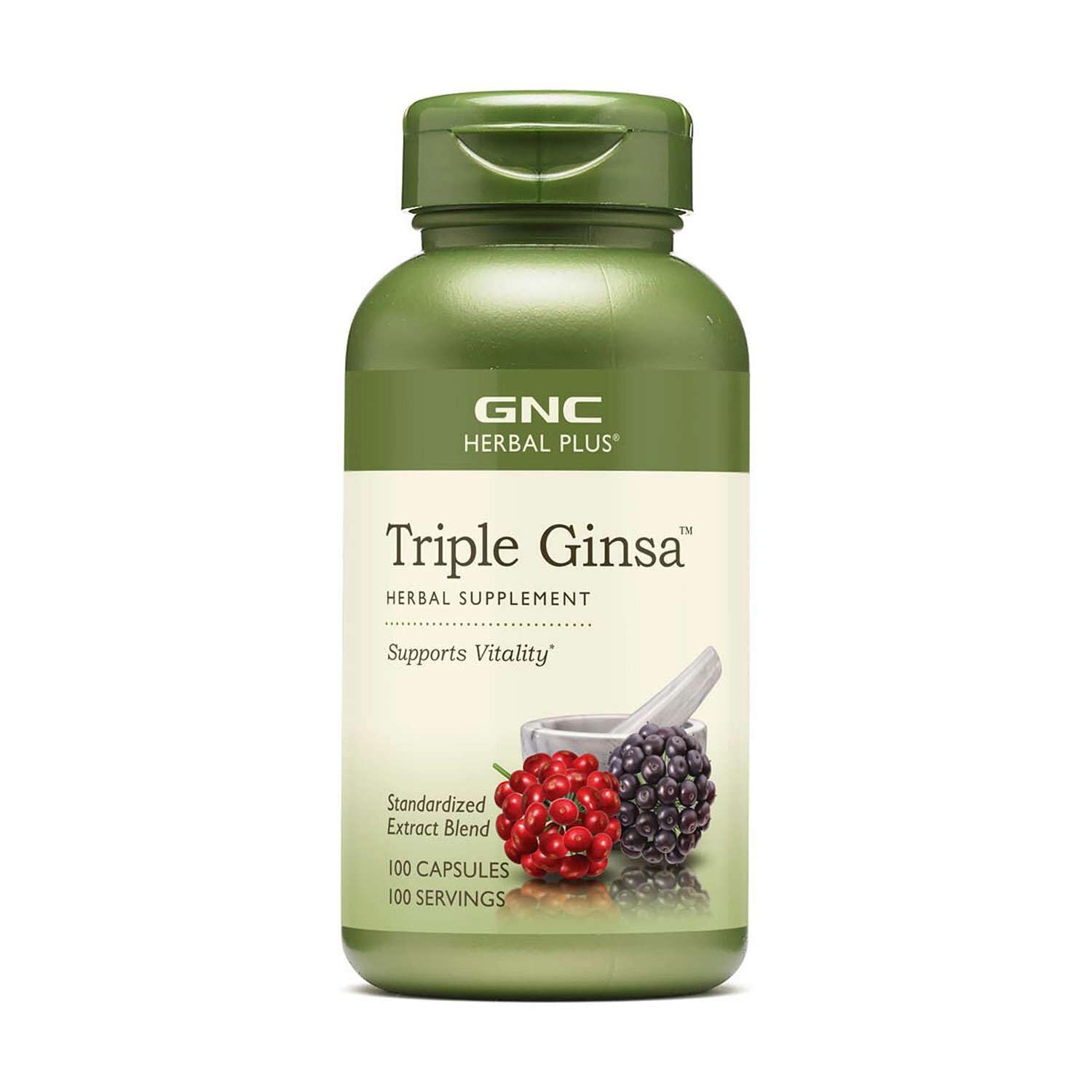GNC Herbal Plus Triple Ginseng Capsules, 100 Count