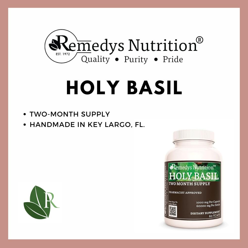 Remedy’s Nutrition Holy Basil 1000 mg Capsule, 60 Count