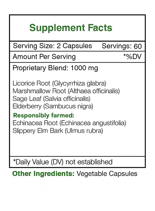 Secrets of the Tribe Throat Soothe Sore Throat Formula Herbal Supplement Blend 120 Capsules