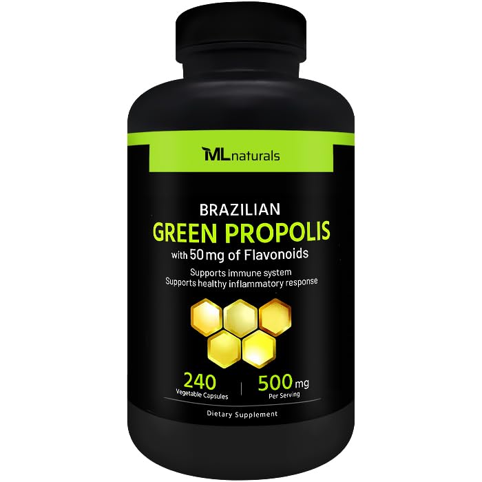 ML Naturals Brazilian Green Propolis 500mg Capsules 240 Count