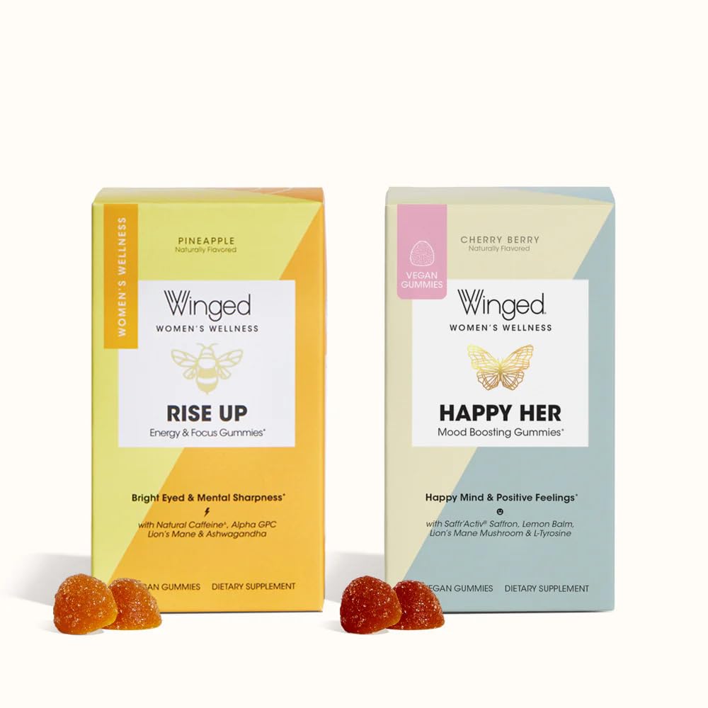 Winged Wellness Happy Her Mood & Rise Up Gummies Bundle 60 Gummies