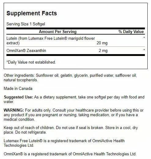 Swanson Lutein & Zeaxanthin Synergistic Eye Health Vision Retina Macula Supplement Softgels 180