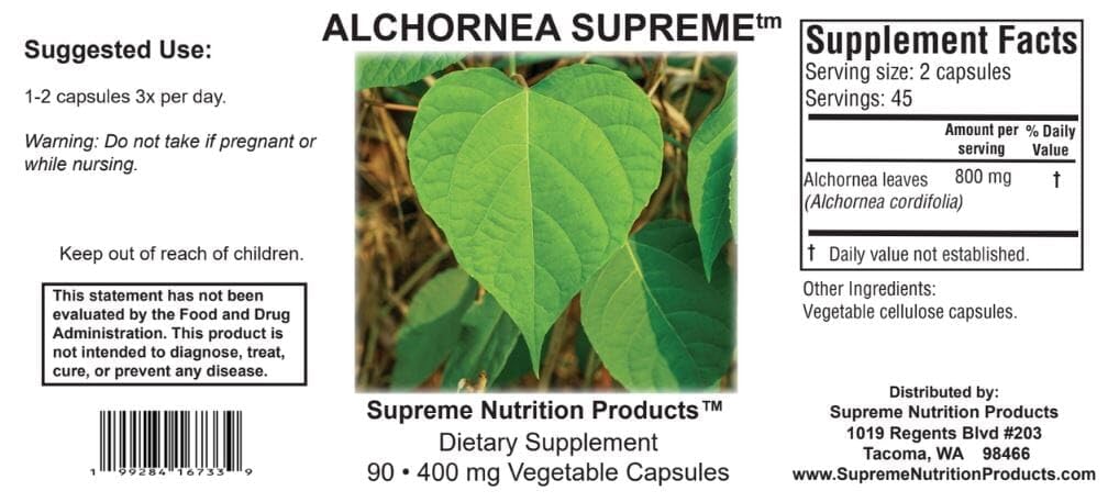 Supreme Nutrition Products Alchornea Supreme Leaf Capsule 180