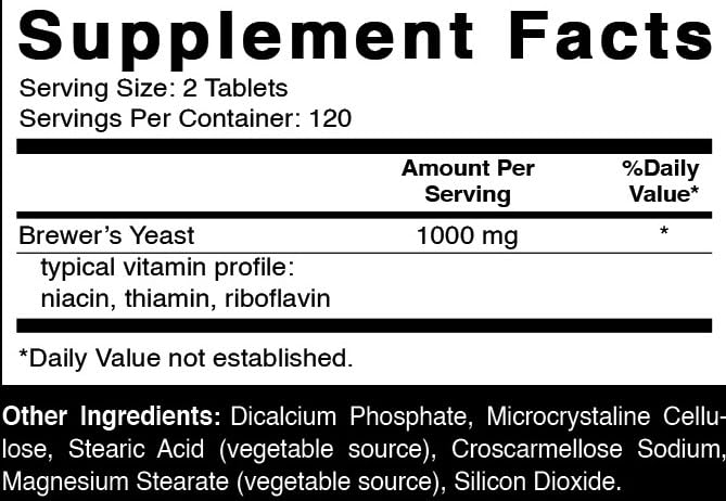 Oxify Brewer's Yeast 1000 mg Tablets, 240 Count