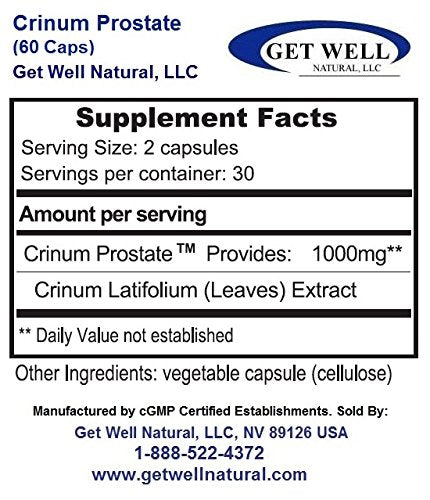 Get Well Natural Crinum Prostate Capsules, 3-Pack (60 Vegi Caps per Bottle)