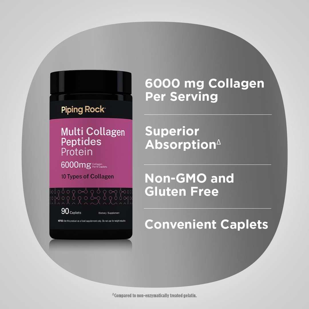Piping Rock Multi Collagen Peptides 6000mg Caplets 90 Count