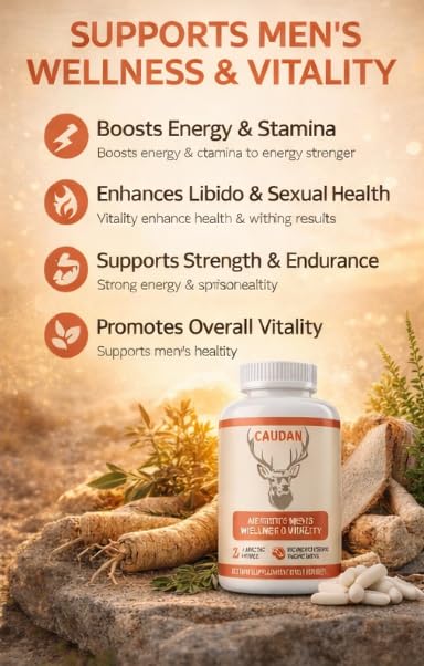 CAUDAN Men's Vitality Supplement Capsules, Arctic Herb & Reindeer Organ Blend – Daily Support, 60 Count