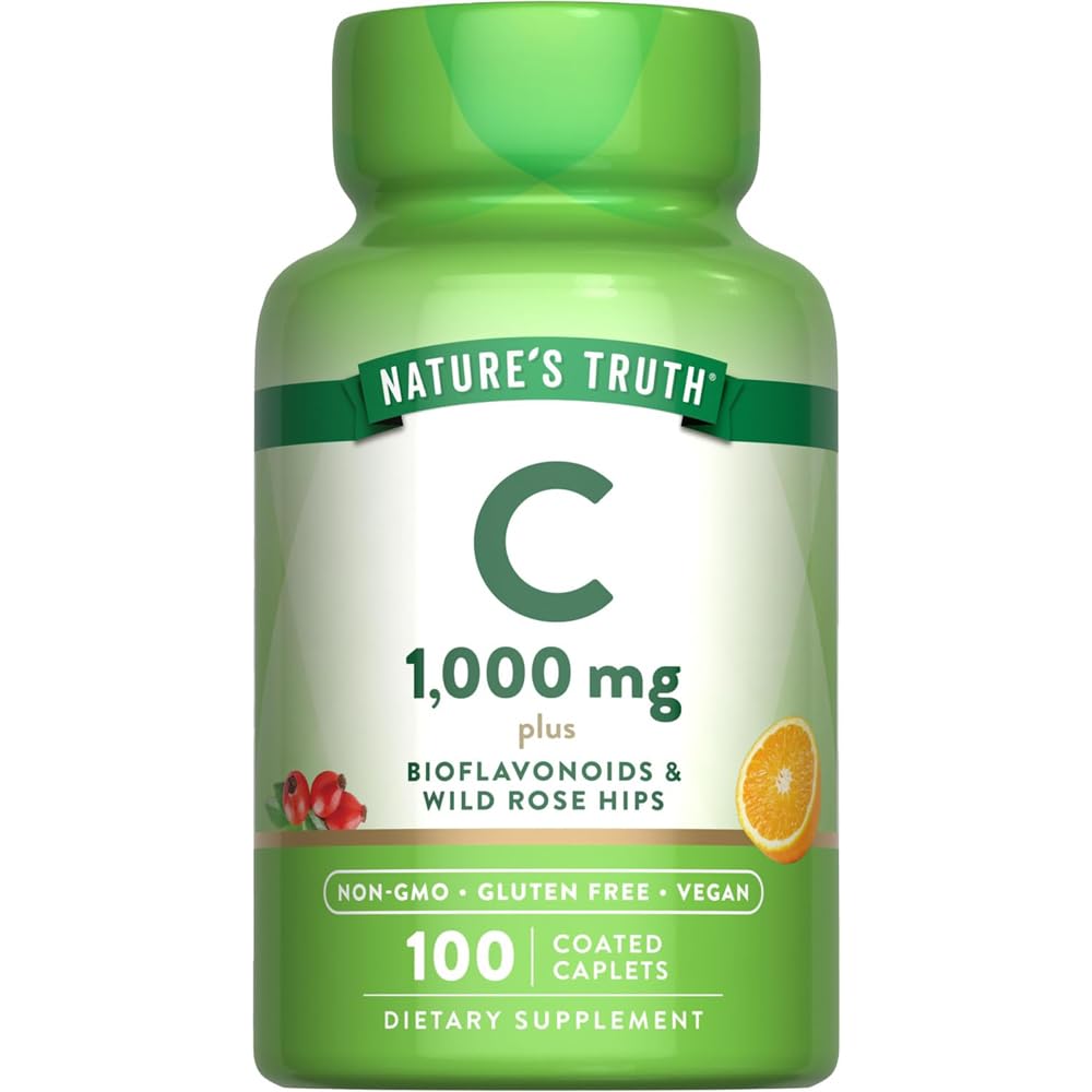Nature's Truth Vitamin C 1000 mg Plus Bioflavonoids & Wild Rose Hips Caplets, 300 Count