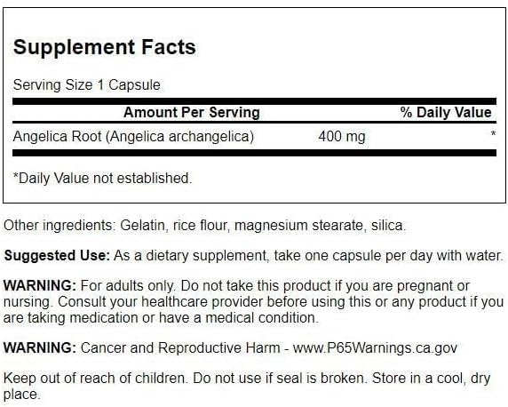 Swanson Full Spectrum Angelica Root 400 Milligrams Capsules 60 Count