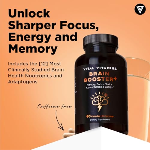 Vital Vitamins Brain Booster Plus + Creatine Capsules, 180 Capsules
