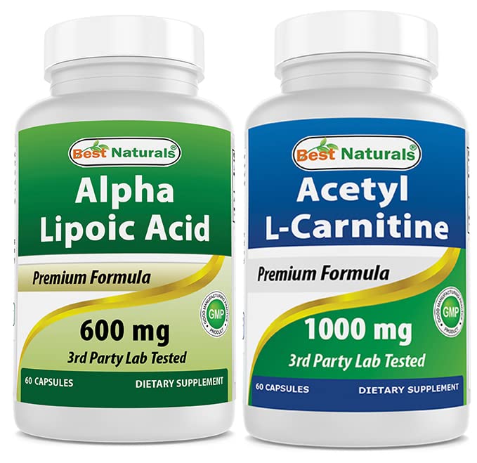 Best Naturals Alpha Lipoic Acid 600 mg & Acetyl L-Carnitine 1000 mg Capsules, 60 Count