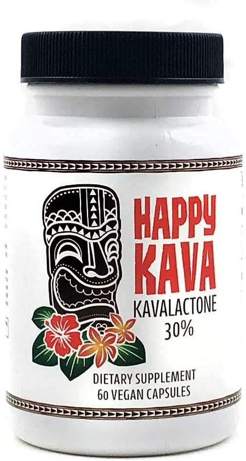 HAPPY KAVA 30% Kavalactone Kava Extract Capsules, 60 Capsules