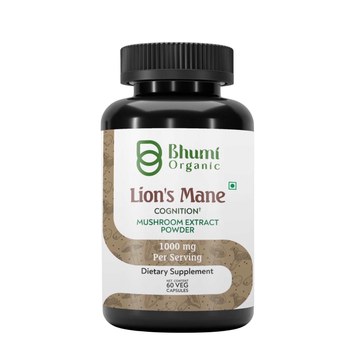 Bhumi Organic Lions Mane Mushroom Cognition Capsule, 60 Count