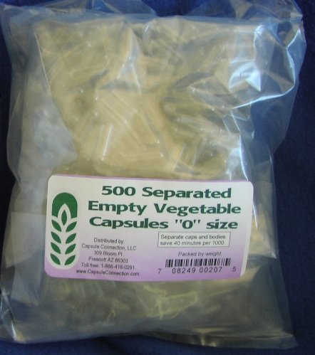 Capsule Connection Separated Empty Vegetable Capsules Size 0, 500 Capsules