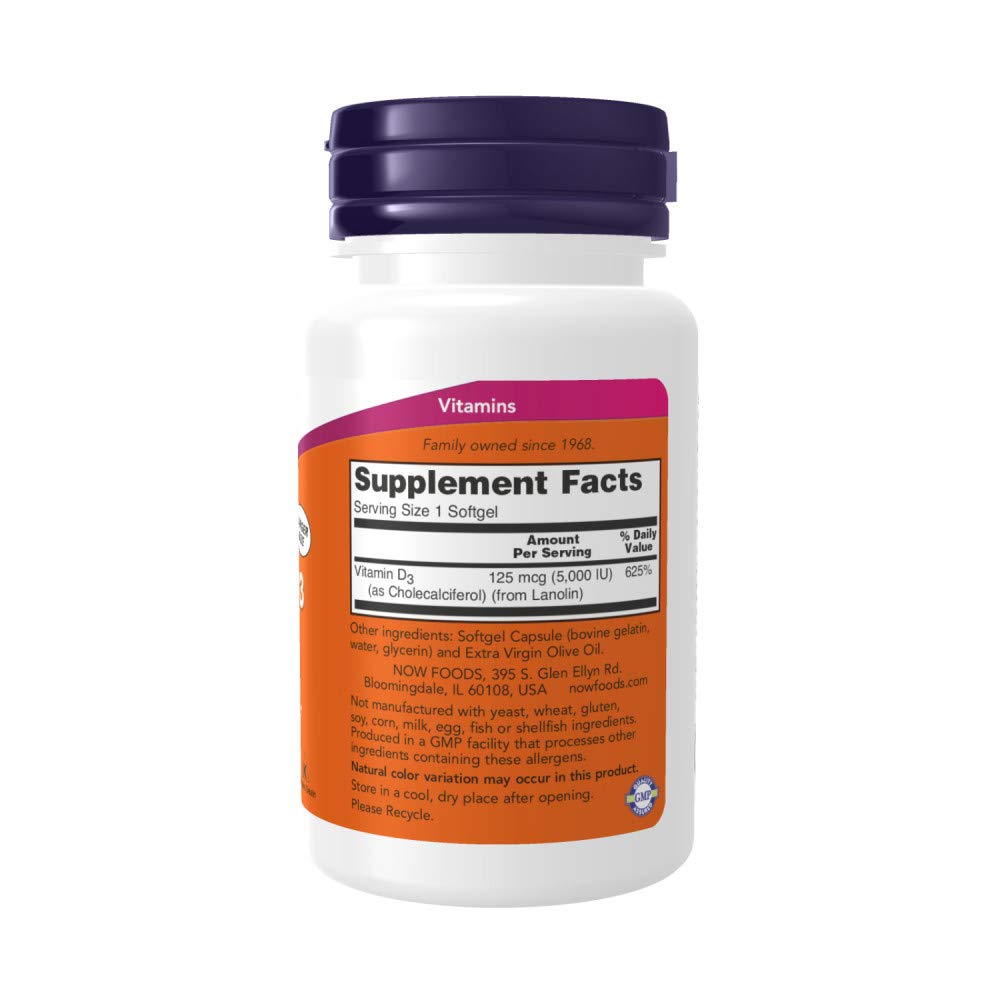 NOW Foods Vitamin D3 Softgels, 280 Count