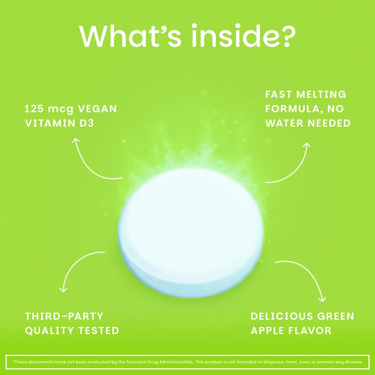 EZ Melts Dissolvable Vitamin D3 5000 IU Tablet, 90 Tablets