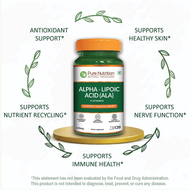 Pure Nutrition Natural Treasures Alpha Lipoic Acid 600mg + Vitamin E, 120 Capsules
