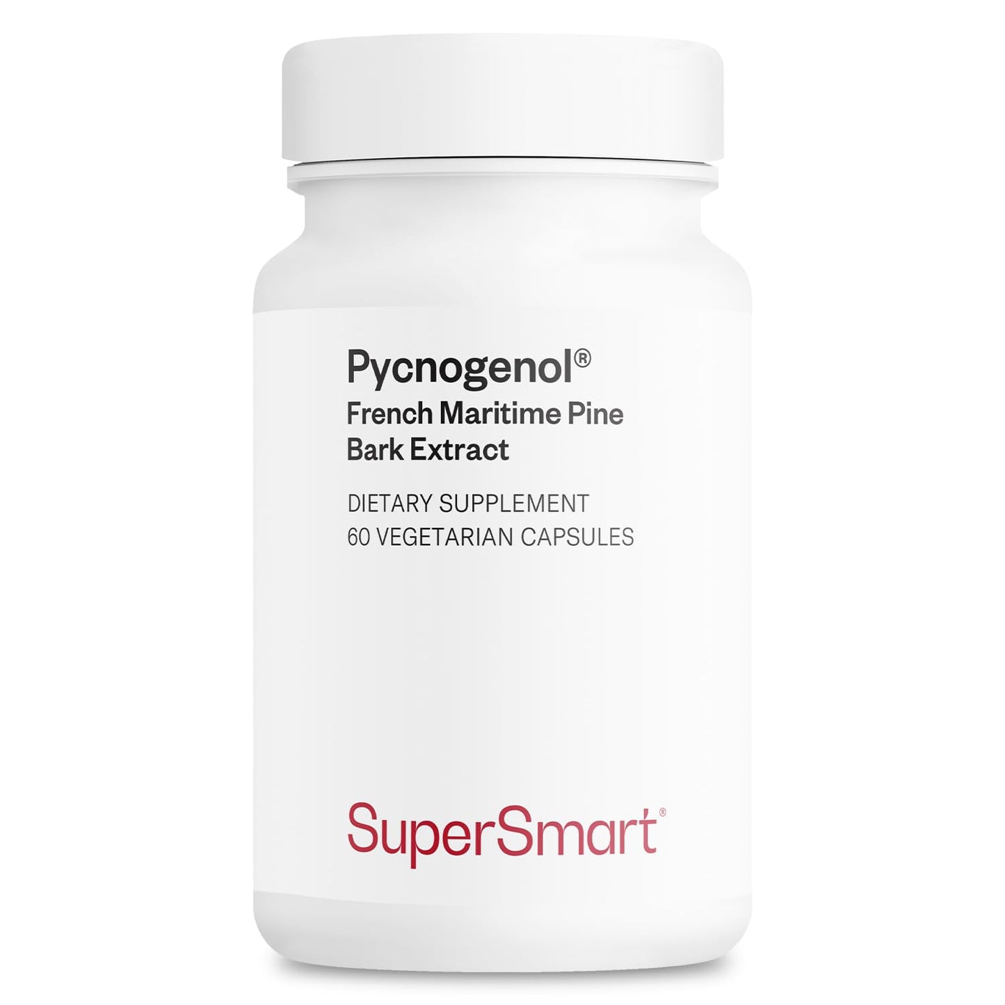 Supersmart Pycnogenol 200mg per Day (Patented & Highly Bioavailable) French Maritime Pine Bark Extract, 60 Vegetarian Capsules