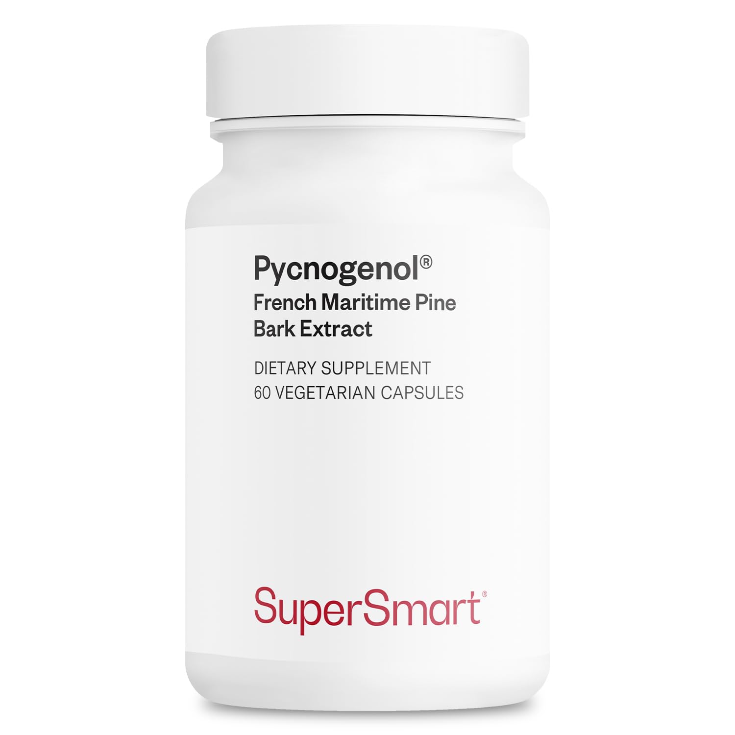 Supersmart Pycnogenol 200mg per Day (Patented & Highly Bioavailable) French Maritime Pine Bark Extract, 60 Vegetarian Capsules