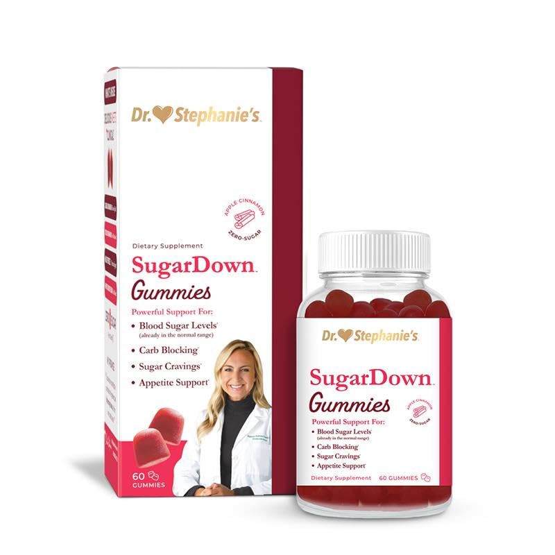 Pharmaganics Dr. Stephanie’s SugarDown Gummies – Ceylon & Cassia Cinnamon Supplement, 60 Count