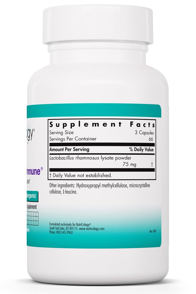 Allergy Research Group Nutricology ImmunoBiotic Pro Supplement Lactobacillus Rhamnosus Lysate Powder 75mg, Immunobiotic Regulator, Immune Support, Vegetarian Capsules, 200 Capsules