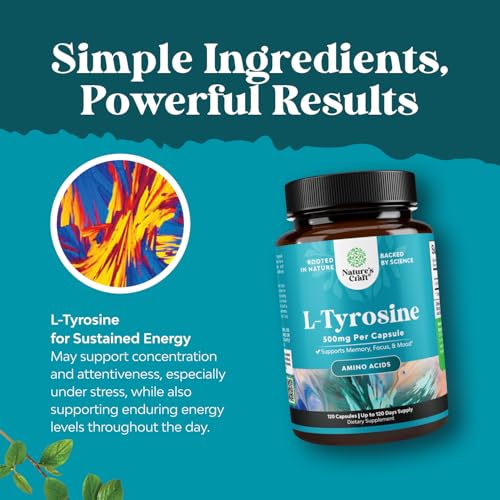 Natures Craft Nootropic Memory & L-Tyrosine 500mg Capsules, 2-Count
