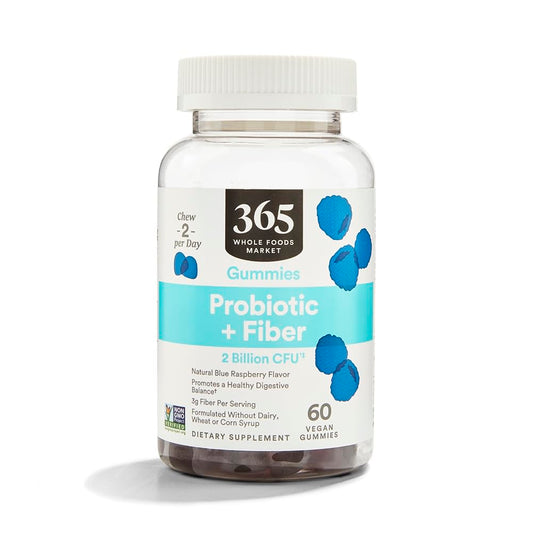 365 by Whole Foods Market Probiotic + Fiber Gummies 2 Billion CFU Gummy, 60 Count