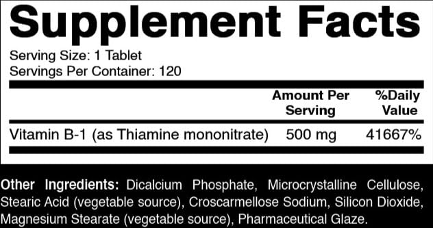 Oxify Vitamin B1 (Thiamine) 500 mg Tablet, 120 Tablets
