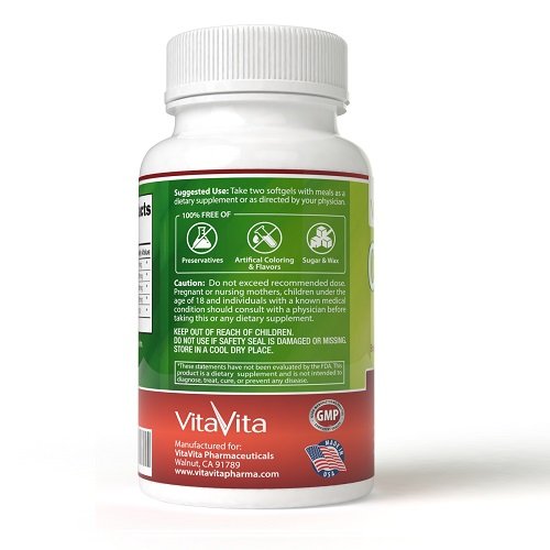 VitaVita Extra Strength CoQ10 Complex with EPA/DHA, Lecithin, Flaxseed & Vitamin E Softgels, 180