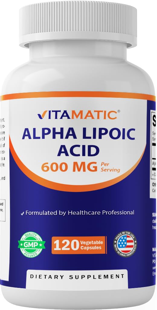 Vitamatic Alpha Lipoic Acid (ALA) 600mg Per Serving Capsule, 120 Capsules